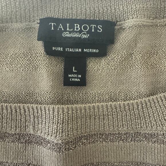 Talbots Women's Pure Italian Merino Wool Lightweight Metallic Sweater‎ L Brown - Picture 3 of 8